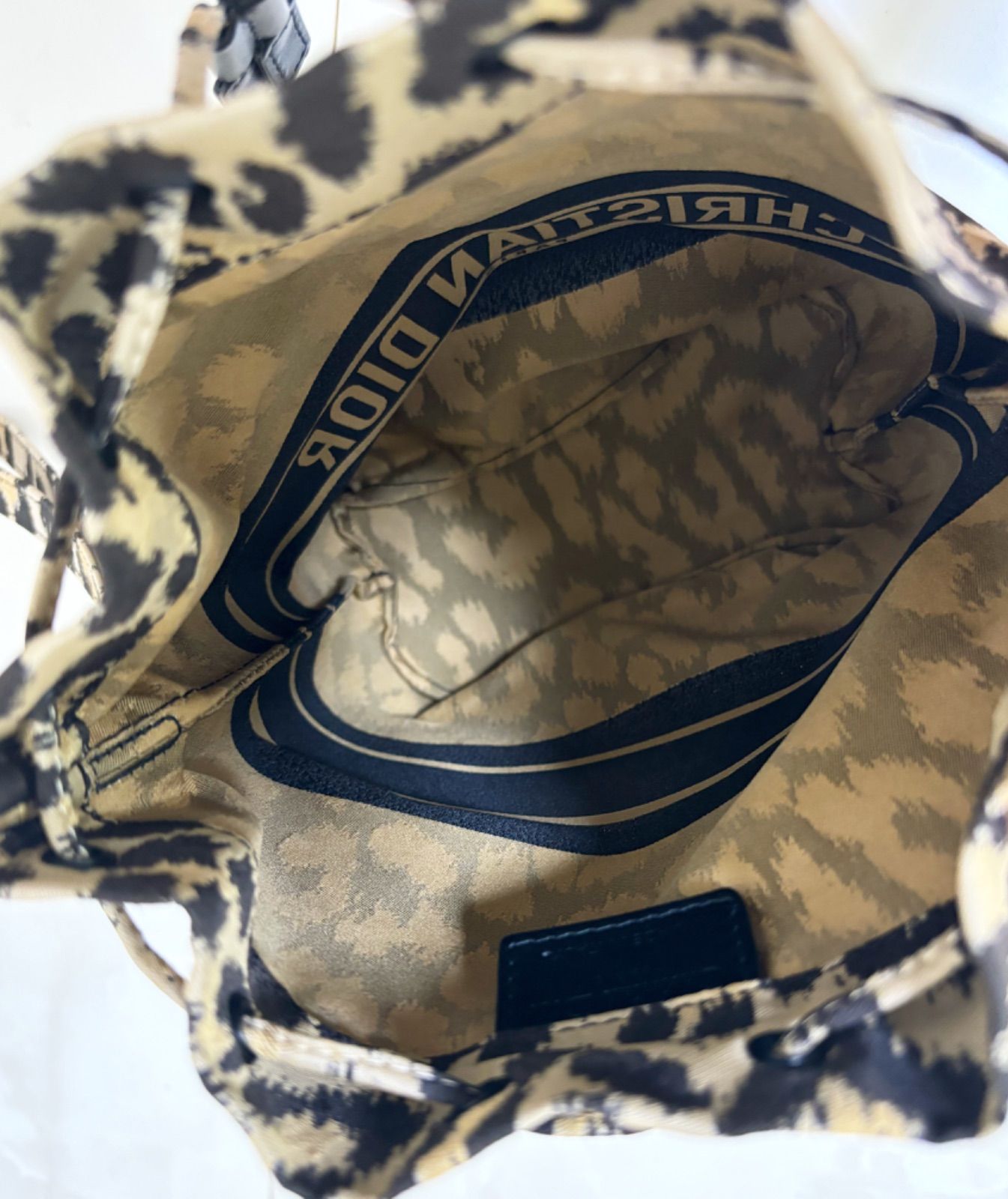 ChristianDior ディオール ポーチ 巾着 レオパード 豹柄 ロゴ ナイロン