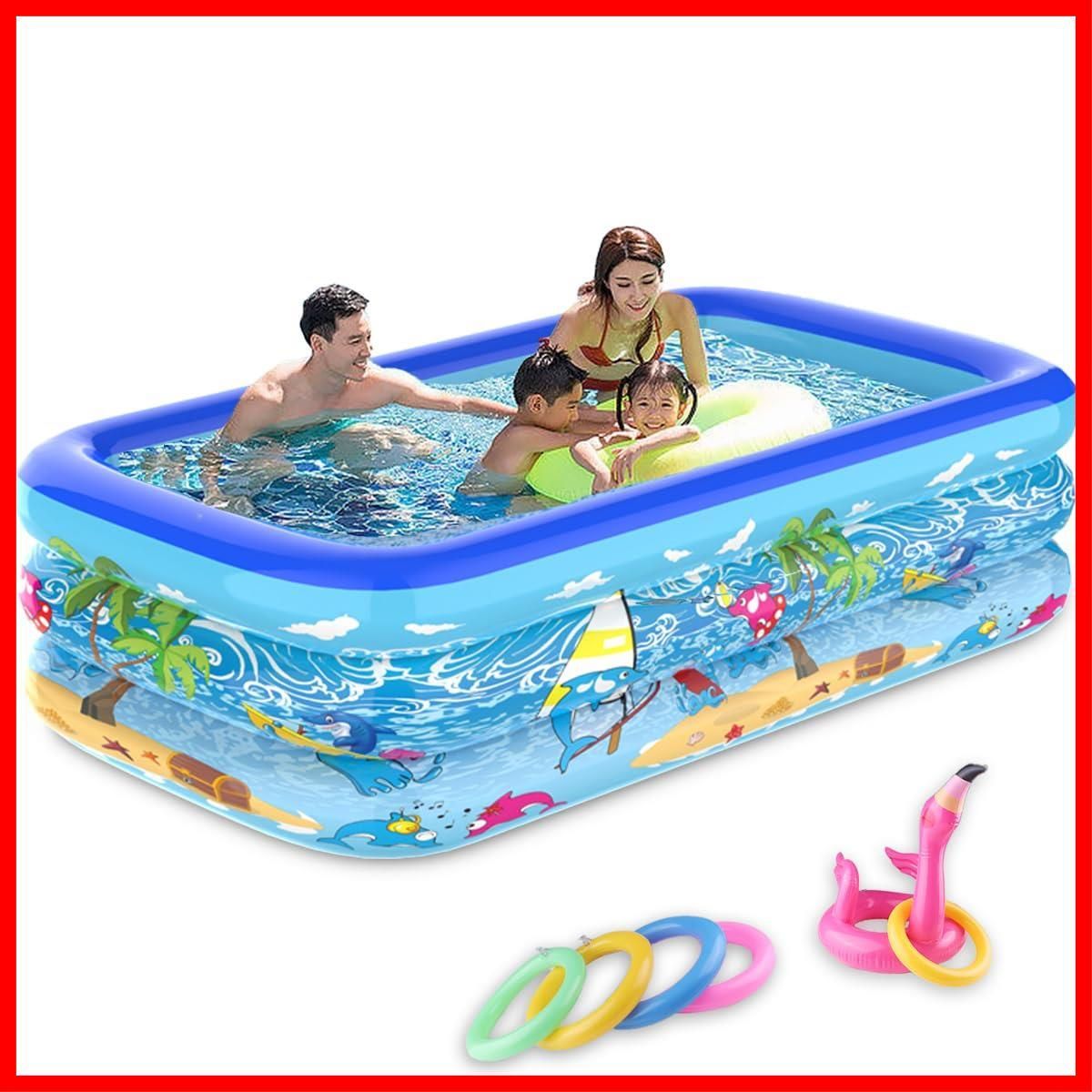 【人気商品】大型 子供用 ビニールプール 底がフワフワ プール 二重漏れ防止 3つ気室 高気密性 猛暑対策 スイミング 耐摩擦 peipai 耐高温 水遊び 夏の日 1-4人 家庭用 150ｘ105ｘ50cm