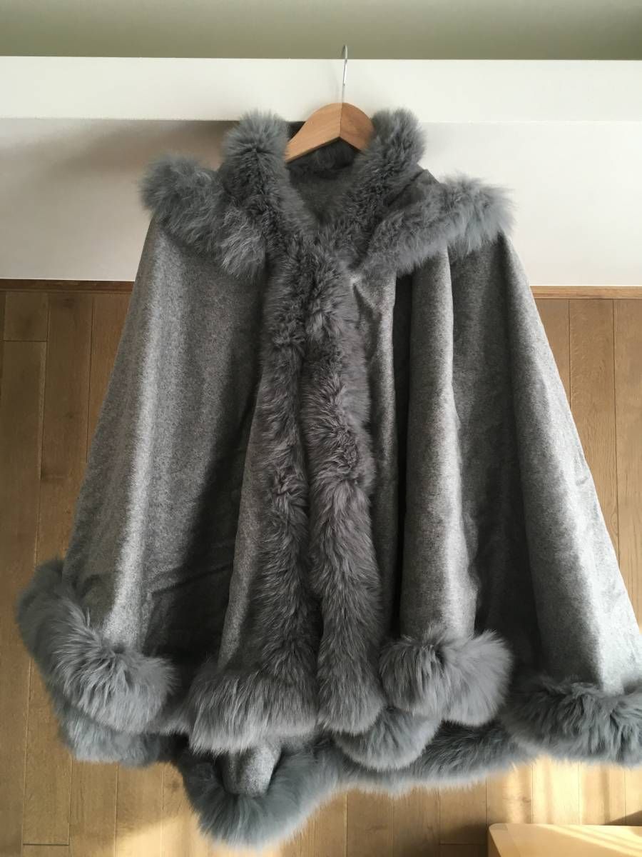 極美品】SAGA FURS サガファー 毛皮ポンチョ ピュアカシミヤ100%