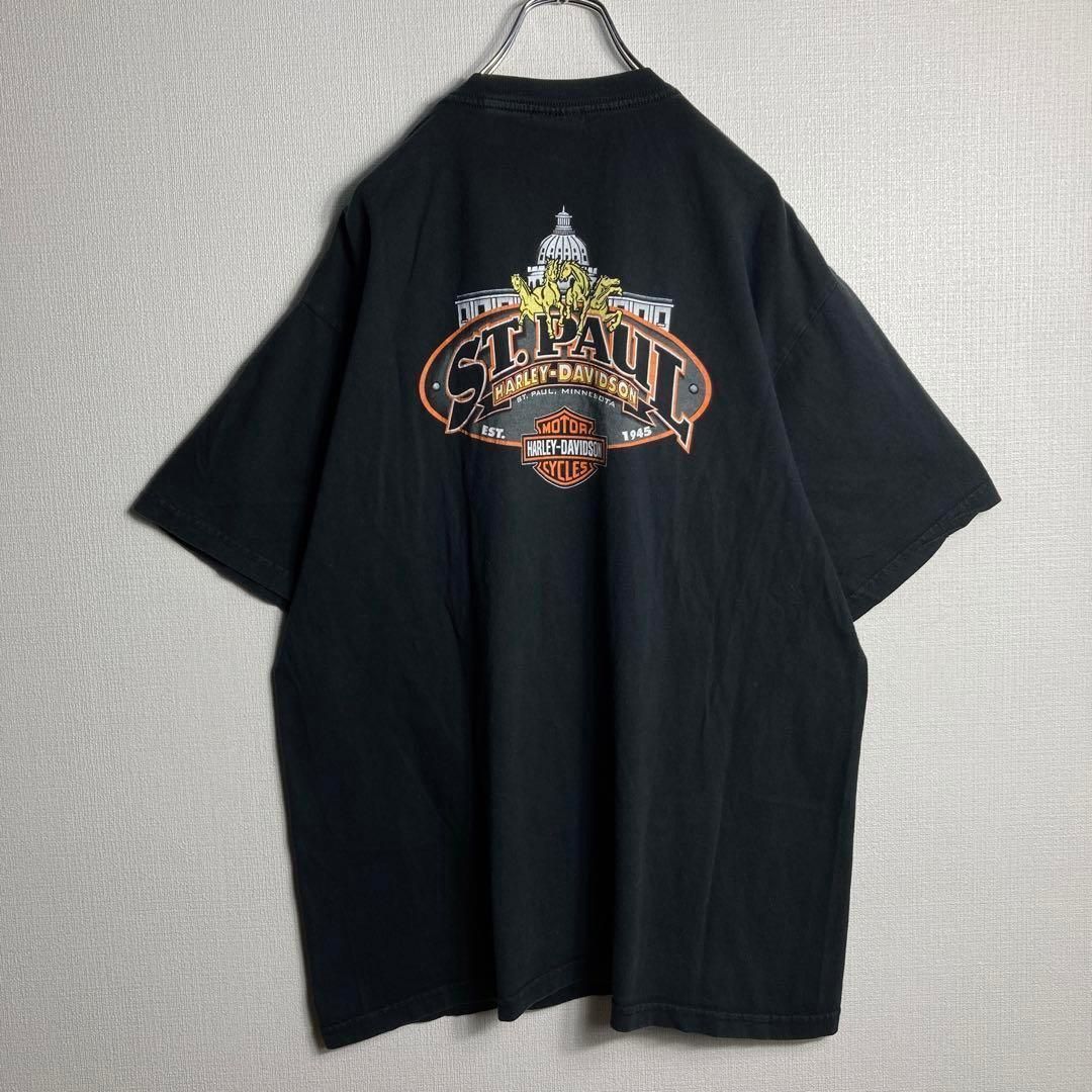ハーレーダビッドソン ポロシャツ 両面刺繍ロゴ 黒 XL相当 半袖 90s 楽天市場】90s USA製 人気 黒 □ ハーレー ダビットソン 両面