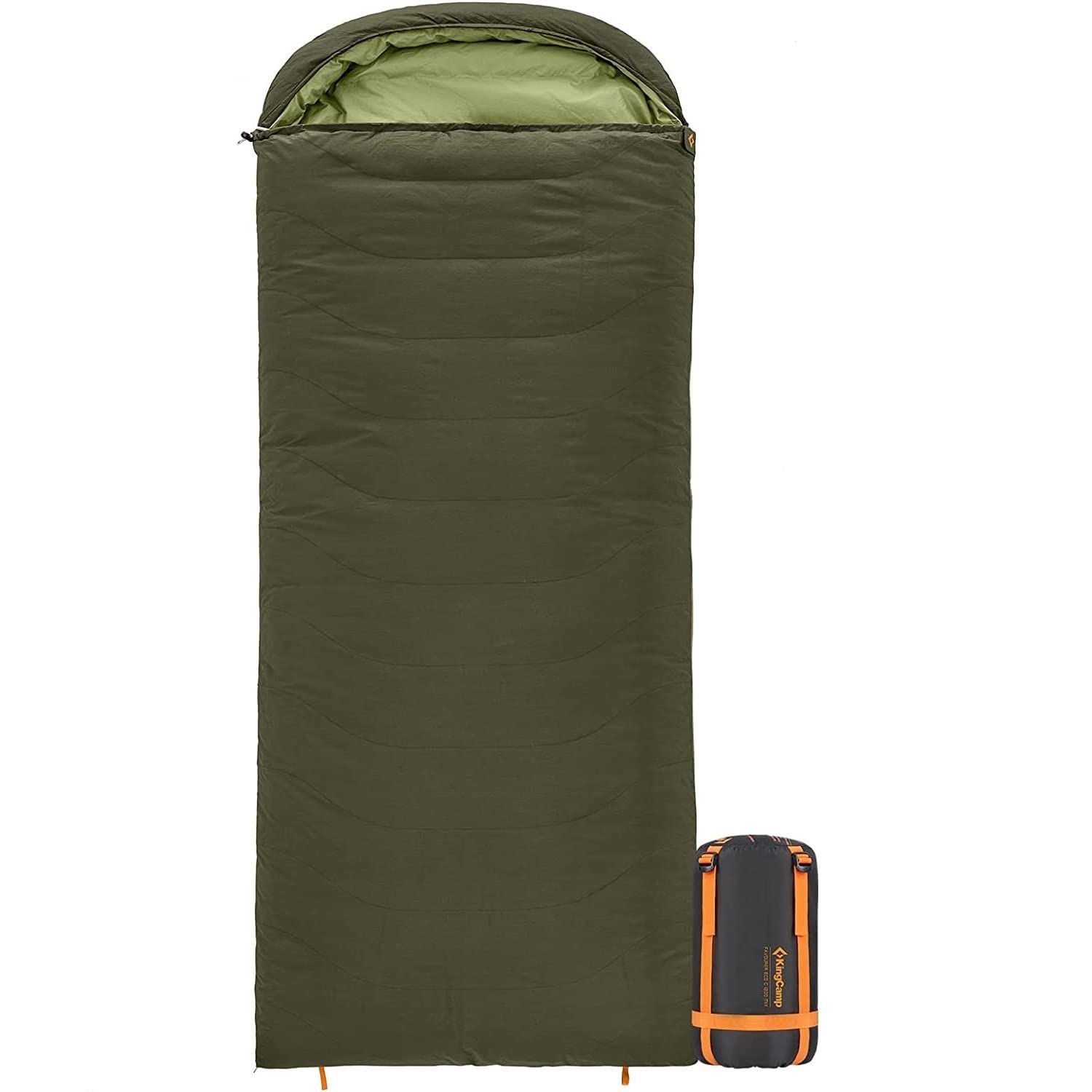 1.8KG ダークグリーン 左開き KingCamp 寝袋 羽毛 高級ダウン シュラフ 