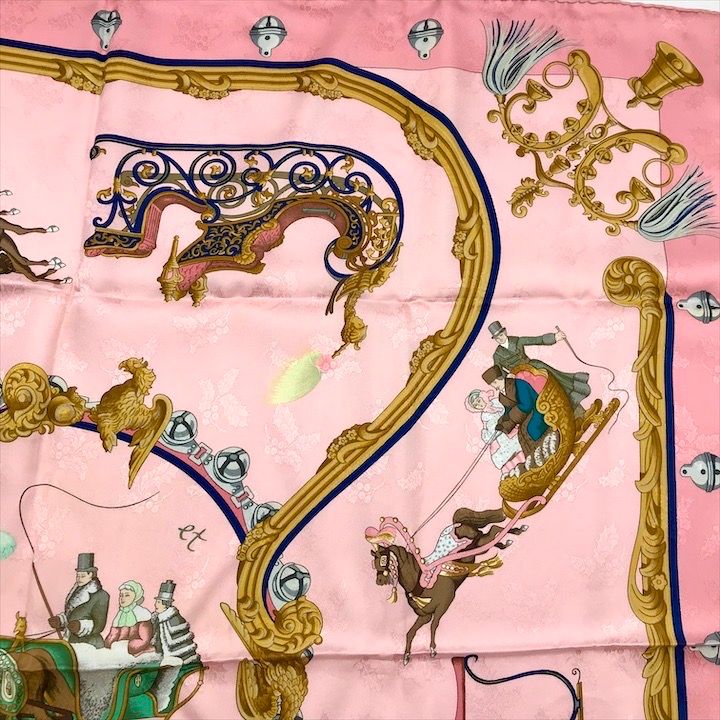 エルメス カレ 90 Plumes et Grelots 羽飾りと鈴 スカーフ 良品 HERMES エルメス カレ90 Grelots Plumes 羽根飾りと鈴 スカーフ