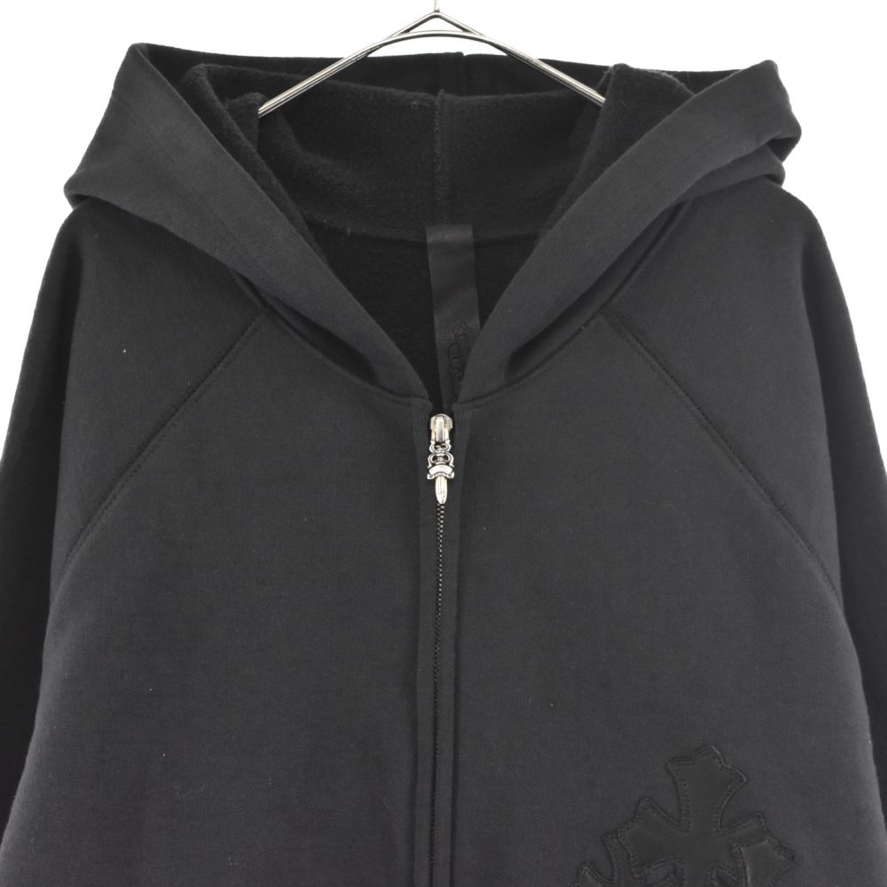 CHROME HEARTS クロムハーツ GRP Y NOT Raglan Sleeve Zip Up Hoodie クロスパッチ ワイノット ラグランスリーブ ジップアップ プルオーバーパーカー ブラック