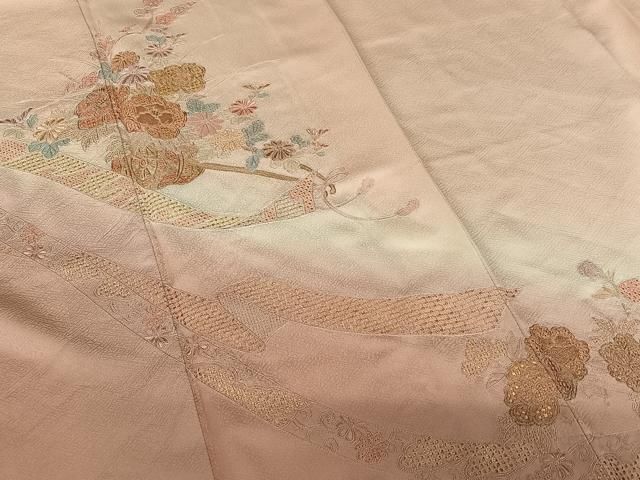 平和屋着物○訪問着 中国三大刺繍 相良刺繍 蔓帯花文 暈し染め 正絹  