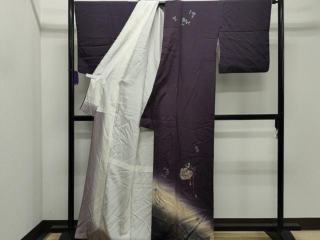 平和屋着物■訪問着　扇面鳳凰花唐草文　暈し染め　金彩　正絹　逸品　CAAO9441yk