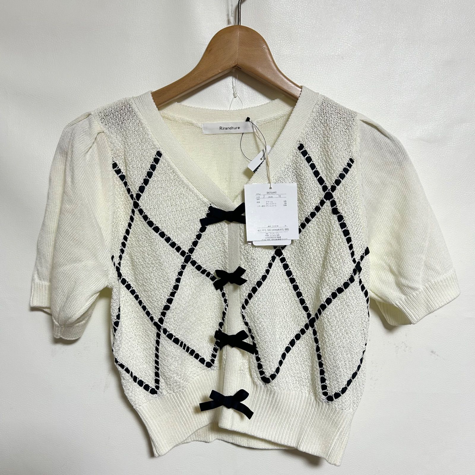 新品タグ付 Rirandture 袖リボンゆるシャツ