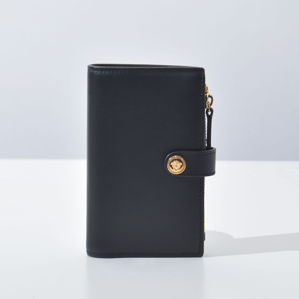 VERSACE 2つ折り財布 小銭入れ付き ロゴ有 カーフスキン メンズ VERSACE 2つ折り財布 小銭入れ付き ロゴ有 1002897 メンズ