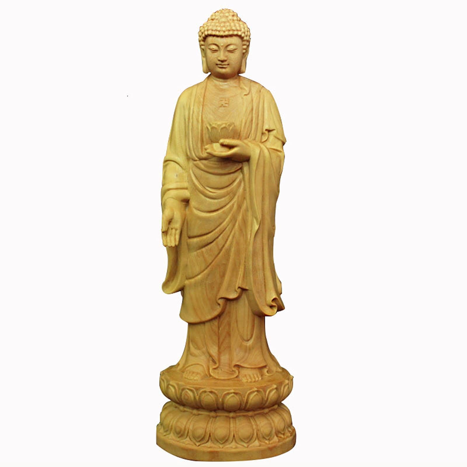 柘植 仏陀彫刻 黄楊 仏教美術品 ツゲ 木製仏像 阿弥陀仏 高級天然ツゲ
