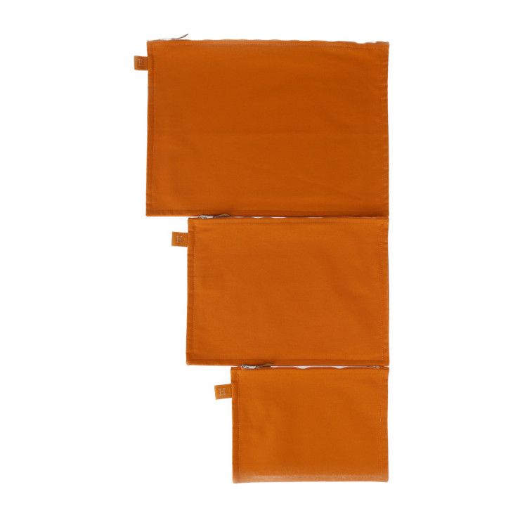 HERMES エルメス ボラボラ フラットポーチ ポーチ - オレンジ シルバー 