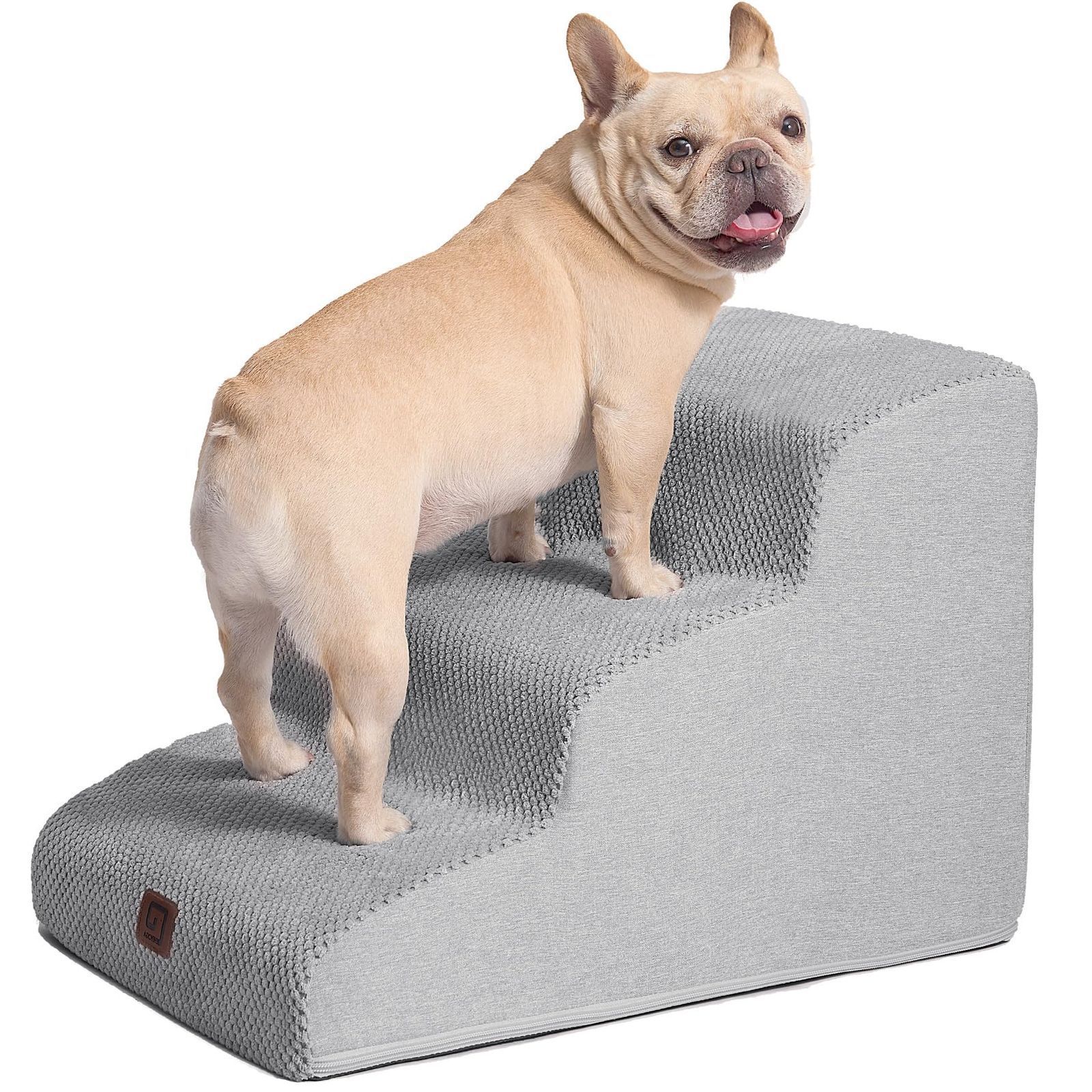 【人気商品】EHEYCIGA 犬階段 3段 ライトグレー ドッグステップ ペット階段 滑り止め付き 洗える カバー取り外し（3段，ライトグレー）
