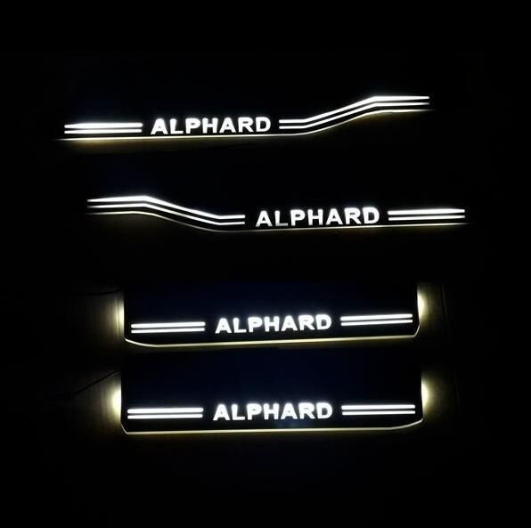 トヨタ Toyota アルファード 20系 alphard スカッフプレート LED 白 ホワイト 光る 流れる シーケンシャル ブラック 鏡面仕上げ  4ピースセット - メルカリ