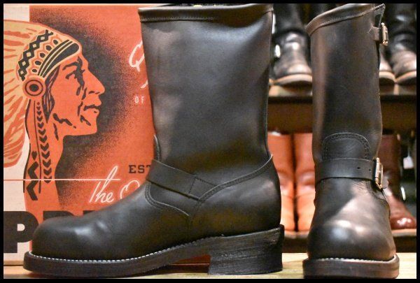 【9.5E 箱付 美品 黒タグ】Chippewa チペワ 1901M57 エンジニア 黒 ブラックオデッサ 11インチハイト スチールトゥ ブーツ HOPESMORE【EL534】