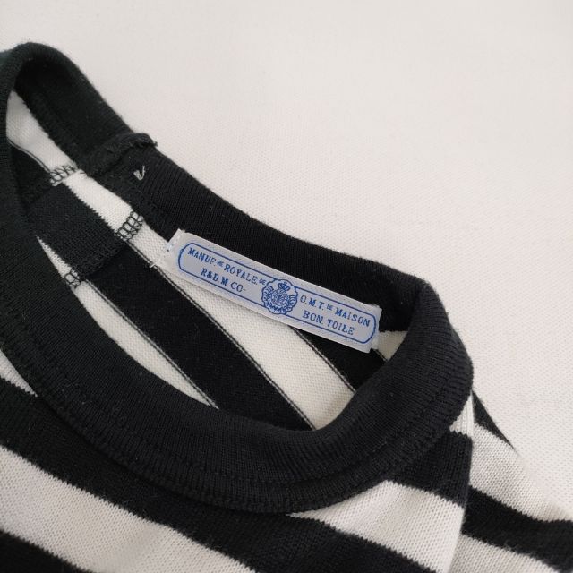 R&D.M.Co- ボーダー バックボタン 長袖Tシャツ カットソー ロン