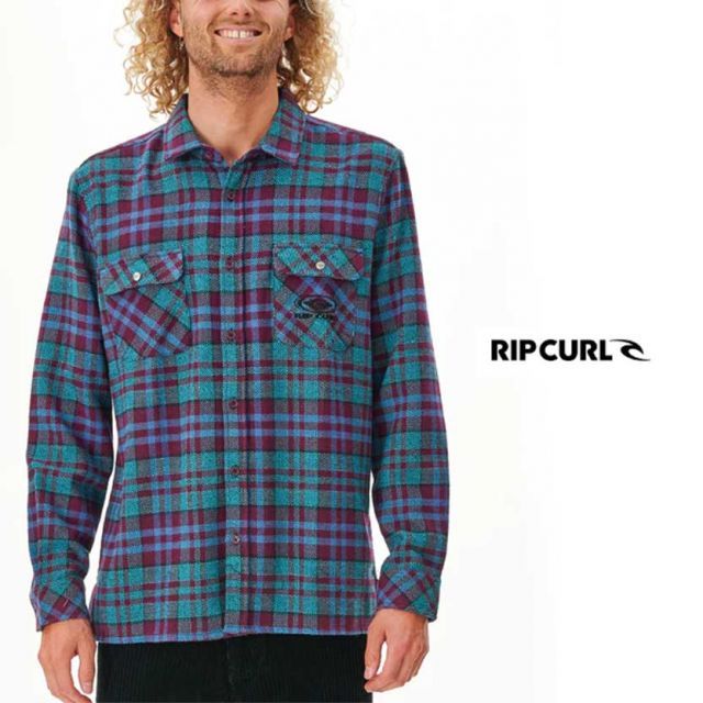 【RIPCURL/リップカール】ARCHIVE 長袖フランネルシャツ チェック柄  PLUM メンズ 秋冬 男性用 CSHNL9