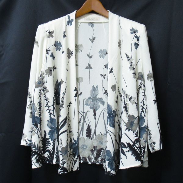 anc ヒトシタムラ HITOSHI TAMURA カーディガン 白 グレー 緑系 青系 ちりめん 花柄 レディース 959316