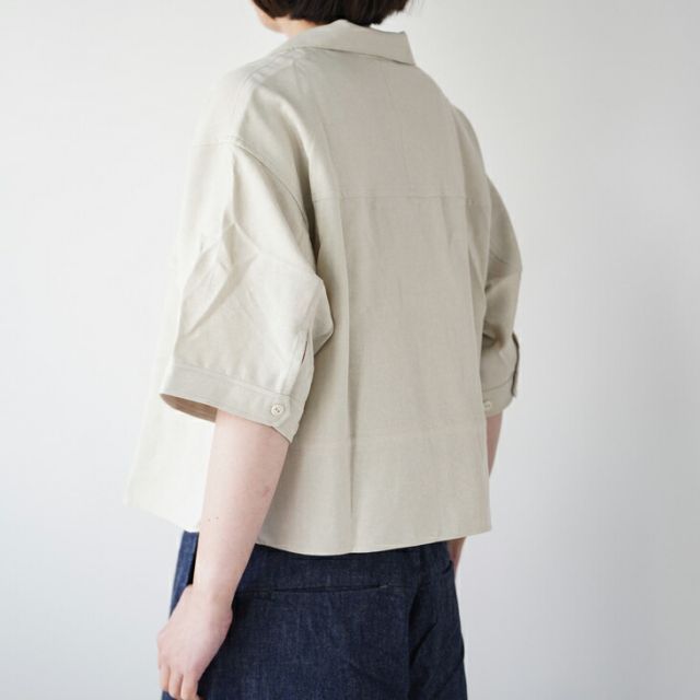 lelill レリル　タグ付き新品　ミリタリーシャツ　カーキ lelill(レリル)｜オープンカラーミリタリーシャツ/カーキ の通販