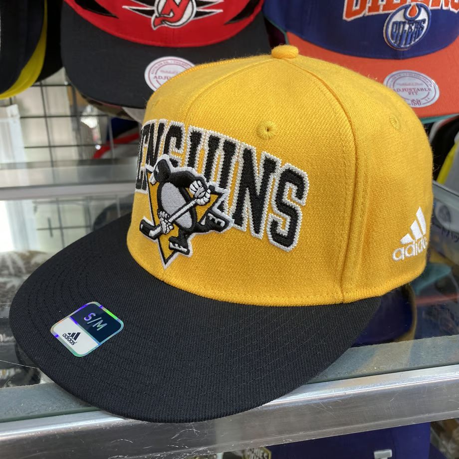 Adidas アディダス NHL ピッツバーグ ペンギンズ ストレッチキャップ アイスホッケー 黄/黒