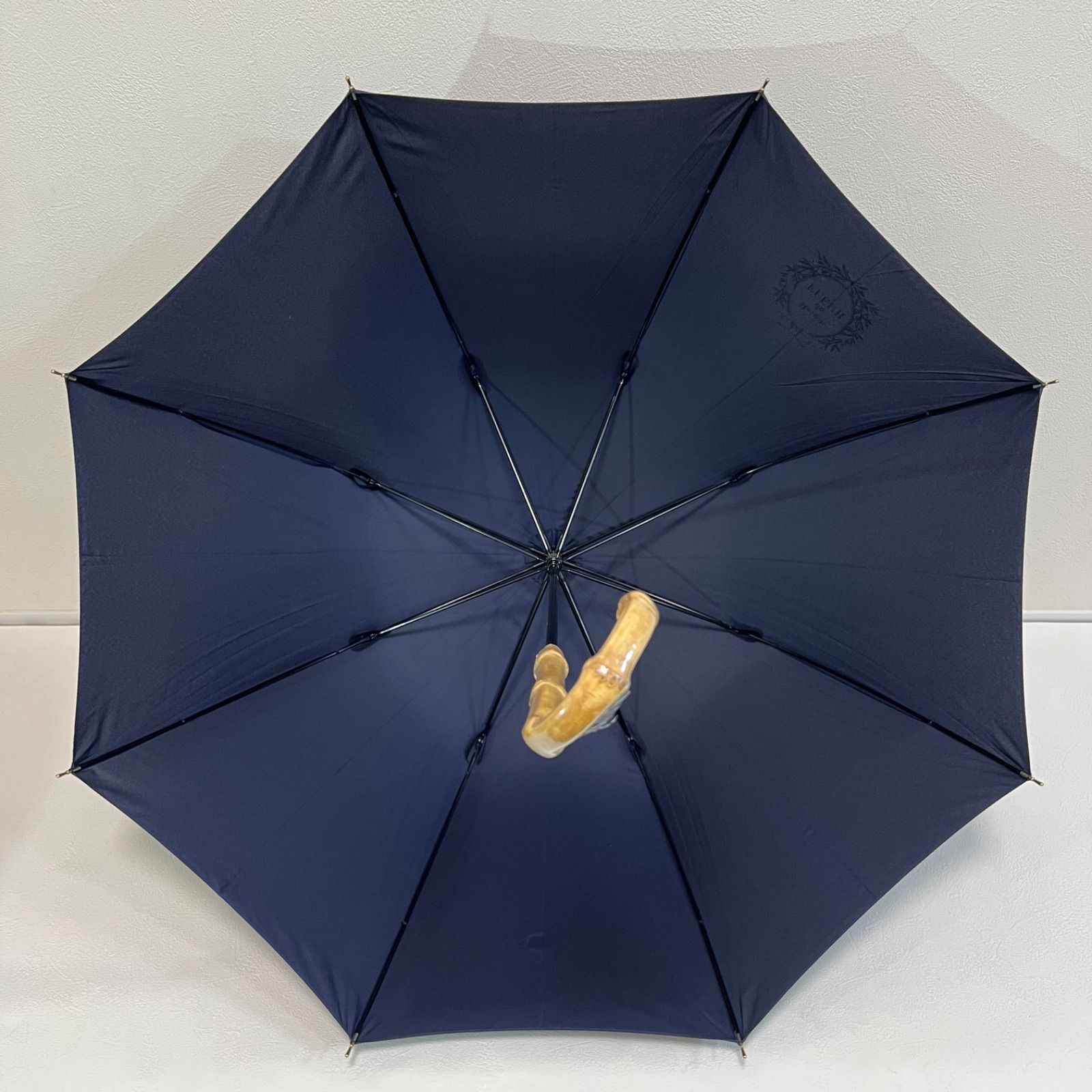 美品】メゾンドフルールロゴプリント長傘ネイビー