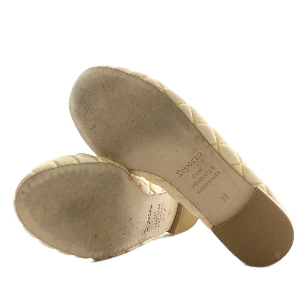  レペット Repetto バレエシューズ フラットシューズ レザー キルティング ラウンドトゥ リボン 37 23 cm アイボリー XZ GY 19 その他 トップス
