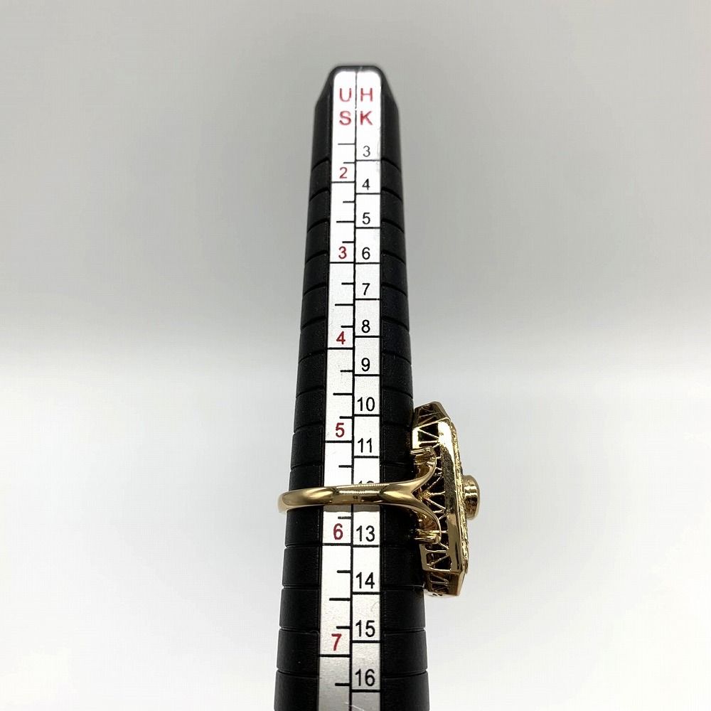 ダイヤ エメラルド デザイン リング K18 指輪 12号 9.2g ダイヤ38粒  