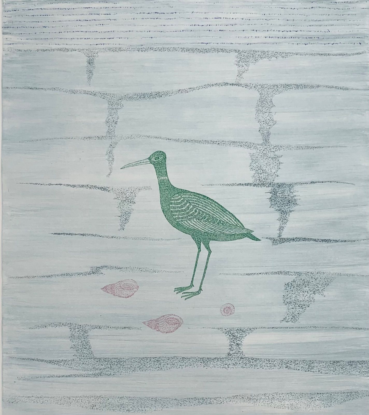 シートのみ 真作 鳥と貝 南桂子 Minami Keiko エッチング ソフトグランドエッチング 作家直筆サイン 版画 版画 浜口陽三