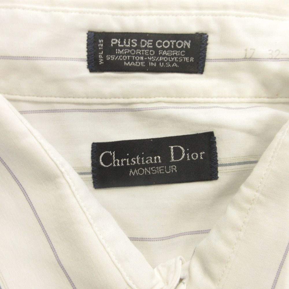 Christian Dior クリスチャン ディオール ムッシュ 90 s ドレス シャツ ストライプ ヴィンテージ 白 ホワイト メンズ 古着
