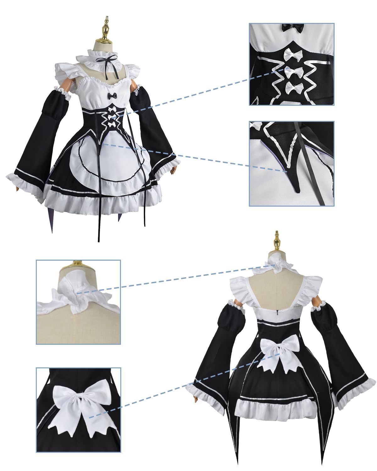 人気商品】レム ラム コスプレ コスプレ メイド服 菜月昴 ウィッグ付き