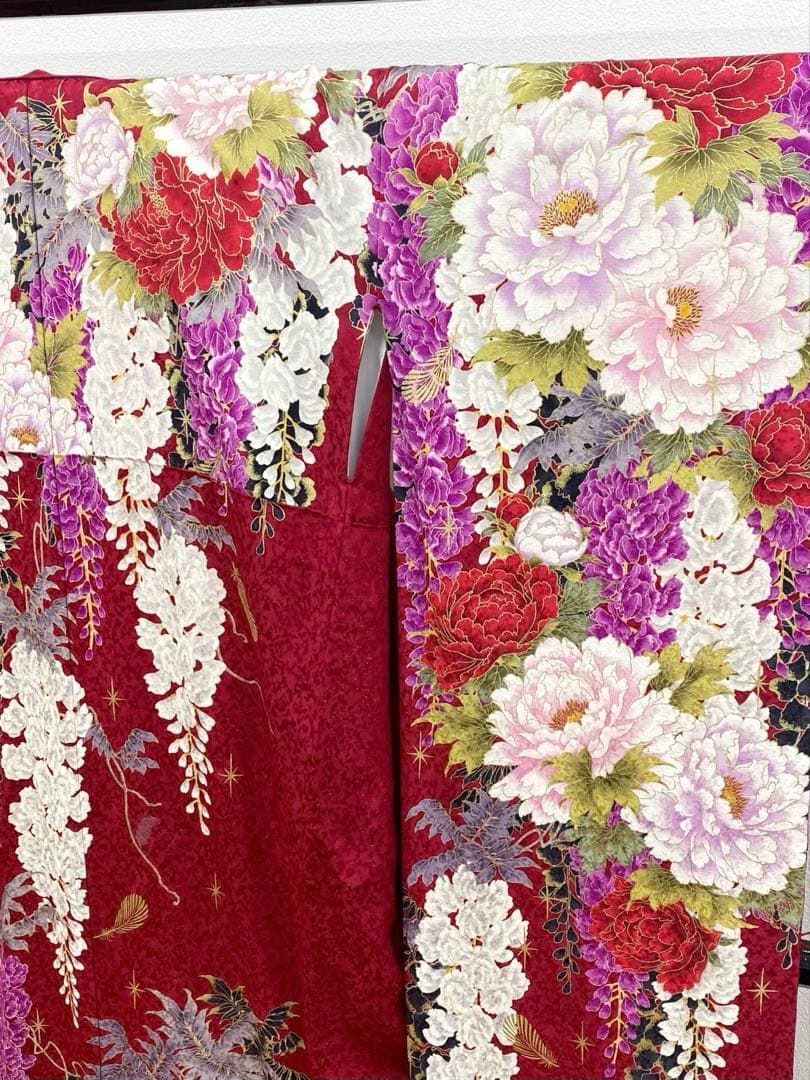 振袖 豪華 銀通し 刺繍 金彩 紋意匠 大輪 身丈167cm パールトーン加工済