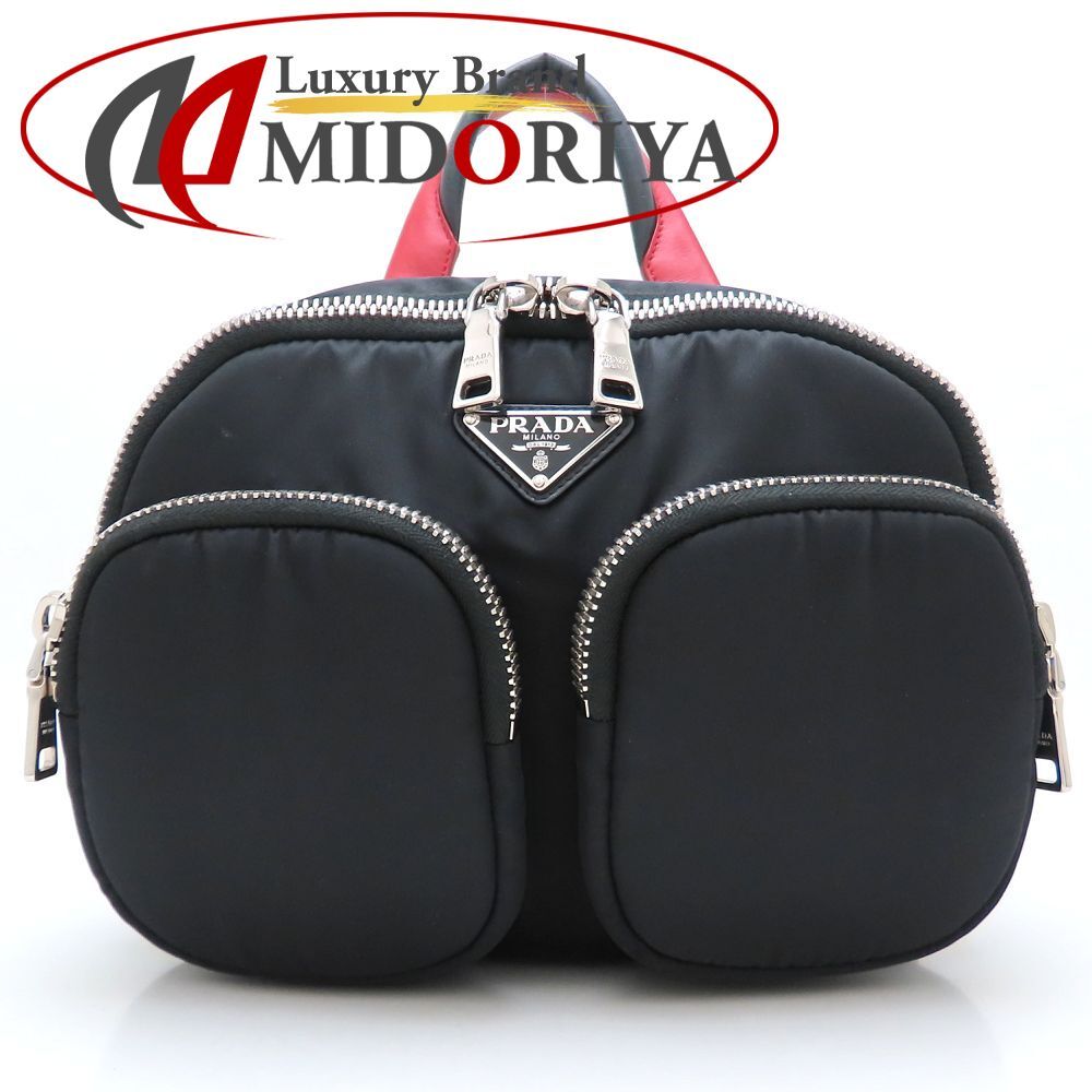 PRADA プラダ 1BZ049 リュック バックパック ナイロンxレザー ブラック レッド レディース 352817