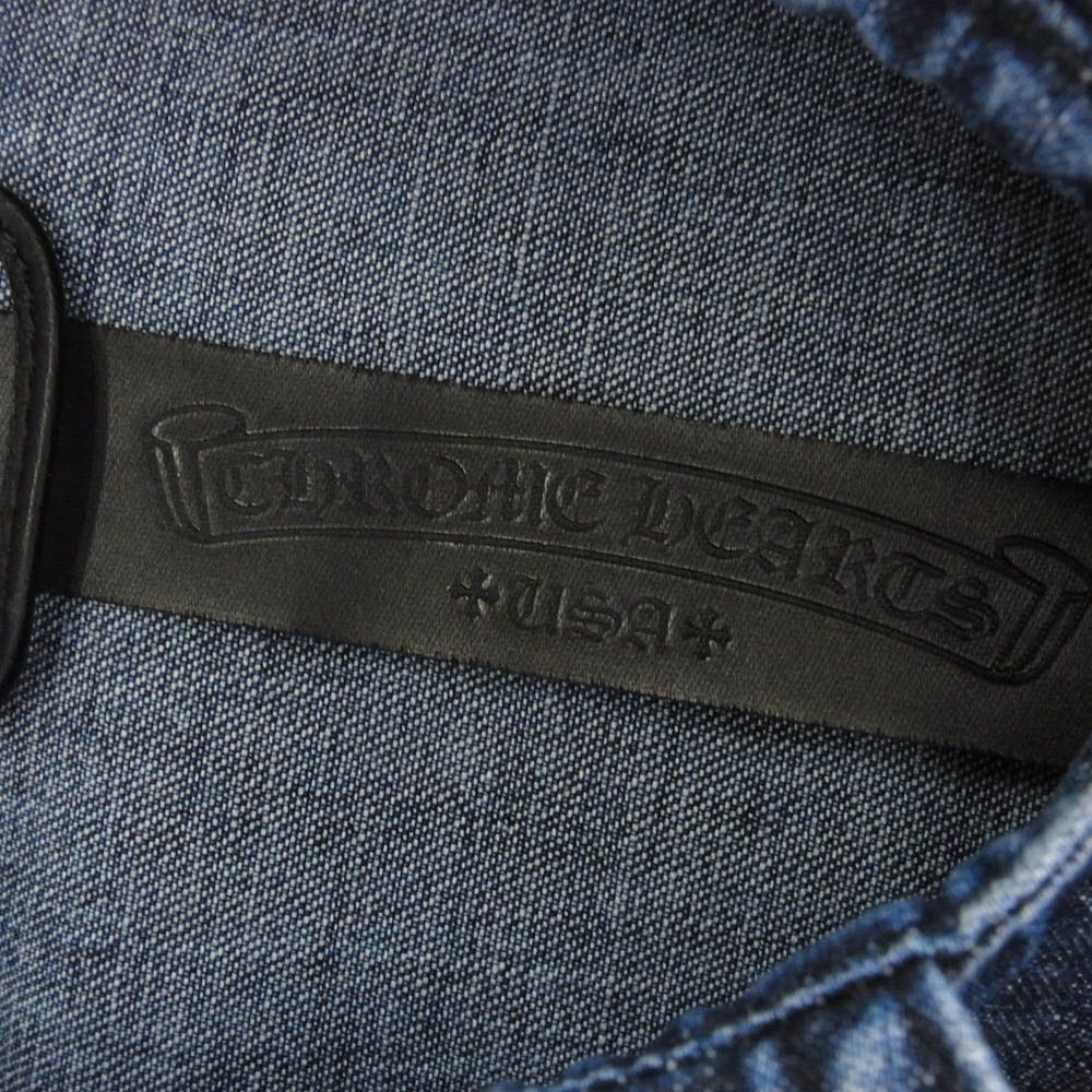 極美品　インボイス原本　無修正　クロムハーツ　M クロス　デニムシャツ クロムハーツ CHROME HEARTS クロスパッチ クロスボタン デニム