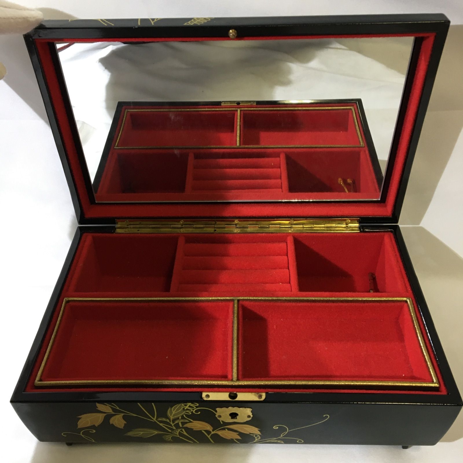 会津塗り漆器 鍵付きオルゴール 宝石箱 - インテリア小物