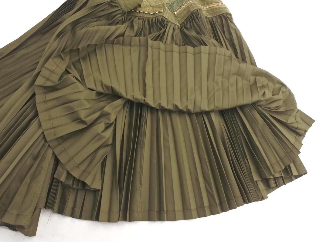 JUNYA WATANABE ジュンヤワタナベ コムデギャルソン ミリタリー アシンメトリー プリーツ スカート sizeSS カーキ ◎レディース