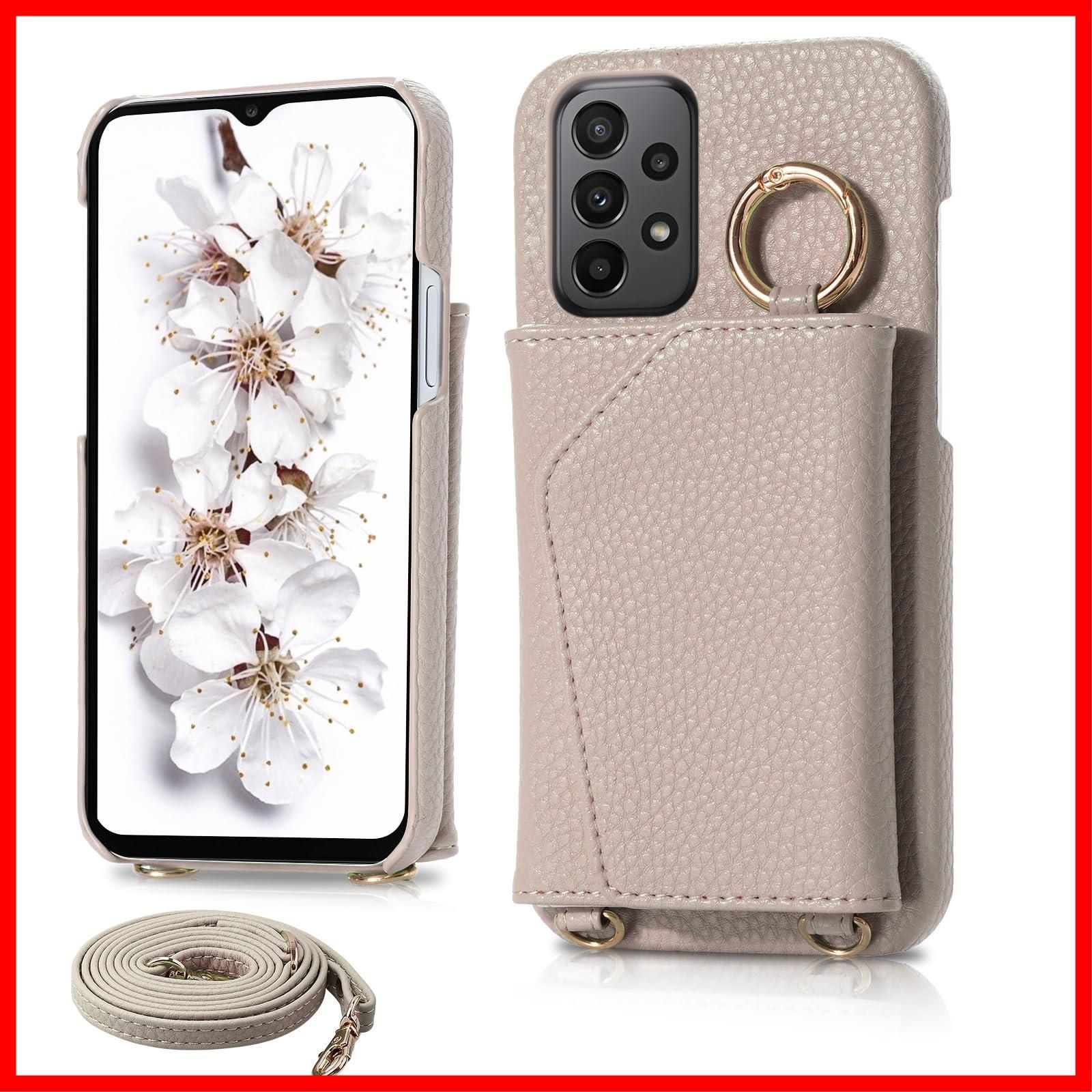 5G) A23 A23 A23 A23 Galaxy Galaxy (杏色 タッチペンプレゼント 横置き 化粧鏡付き ミラー スマホカバー 対応 インチ 5.8 Samsung 耐衝撃 背面カードポケット カバー SCG18 ストラップ 斜めがけ 肩掛け 韓国