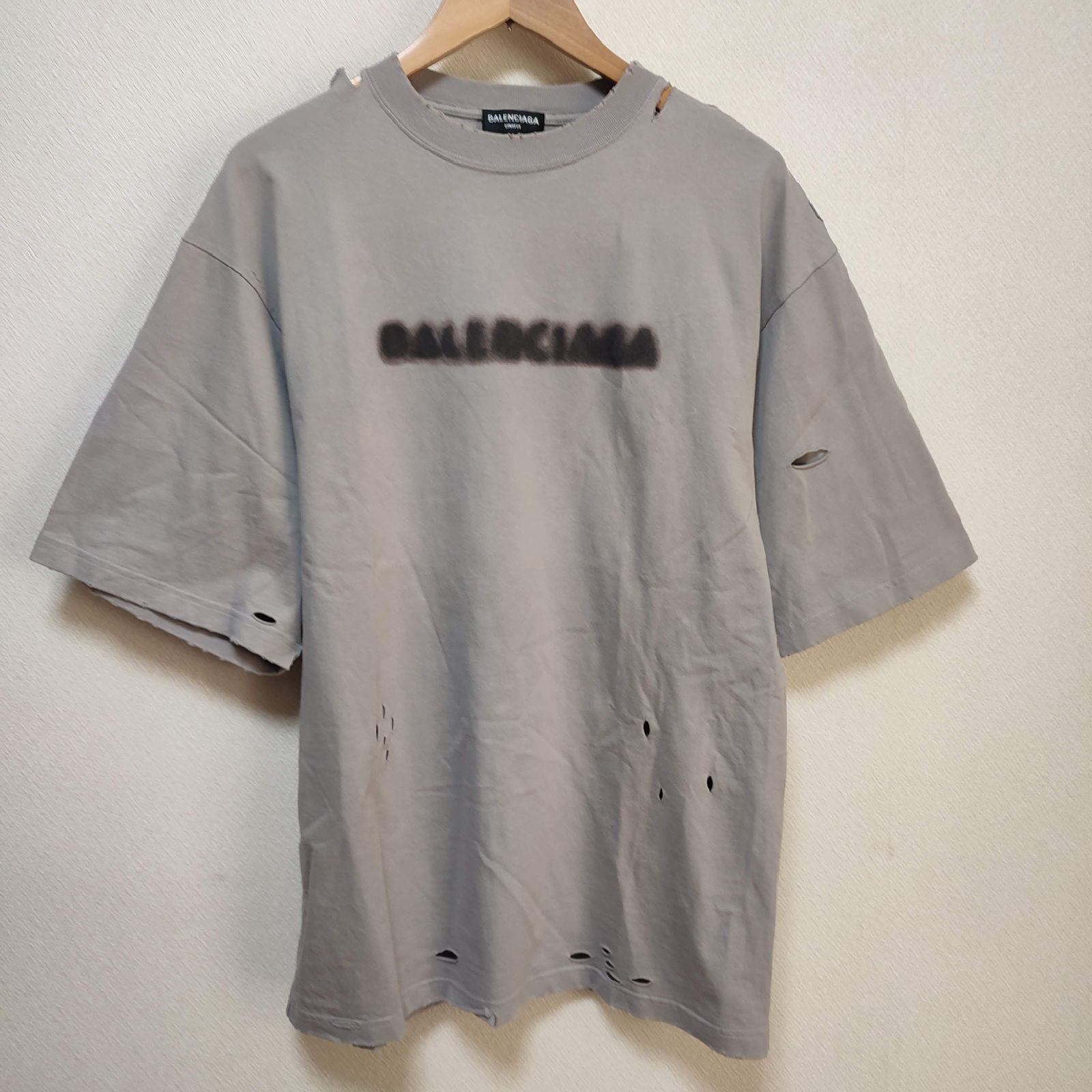 超美品】Balenciaga バレンシアガ ダメージ加工 ロゴプリントTシャツ