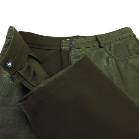 ABSOLU レザーパンツ ロング 異素材 クロコダイル 焦げ茶 4 *T635  