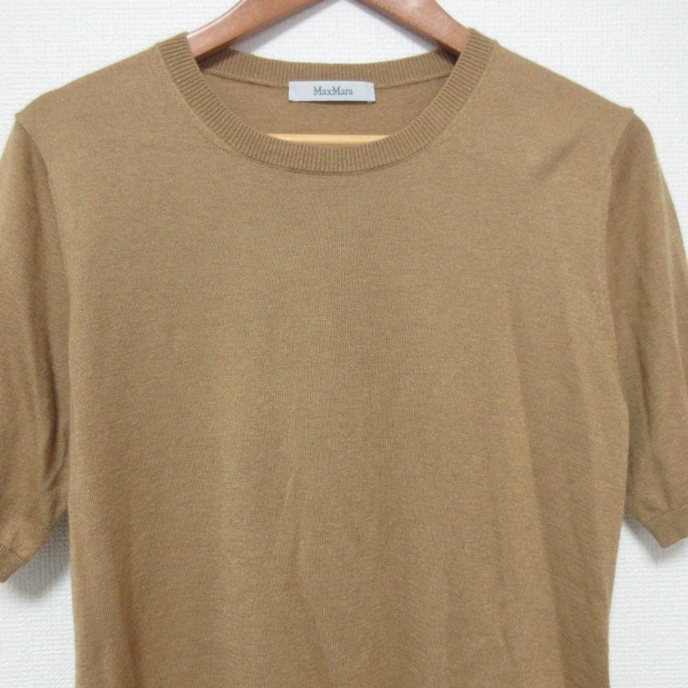 美品 24SS Max Mara マックスマーラ シルクカシミヤ ショートスリーブ ニット セーター サイズL ブラウンベージュ レディース 古着 中古 USED Max Mara - 美品 24SS Max Mara マックスマーラ シルクカシミヤ