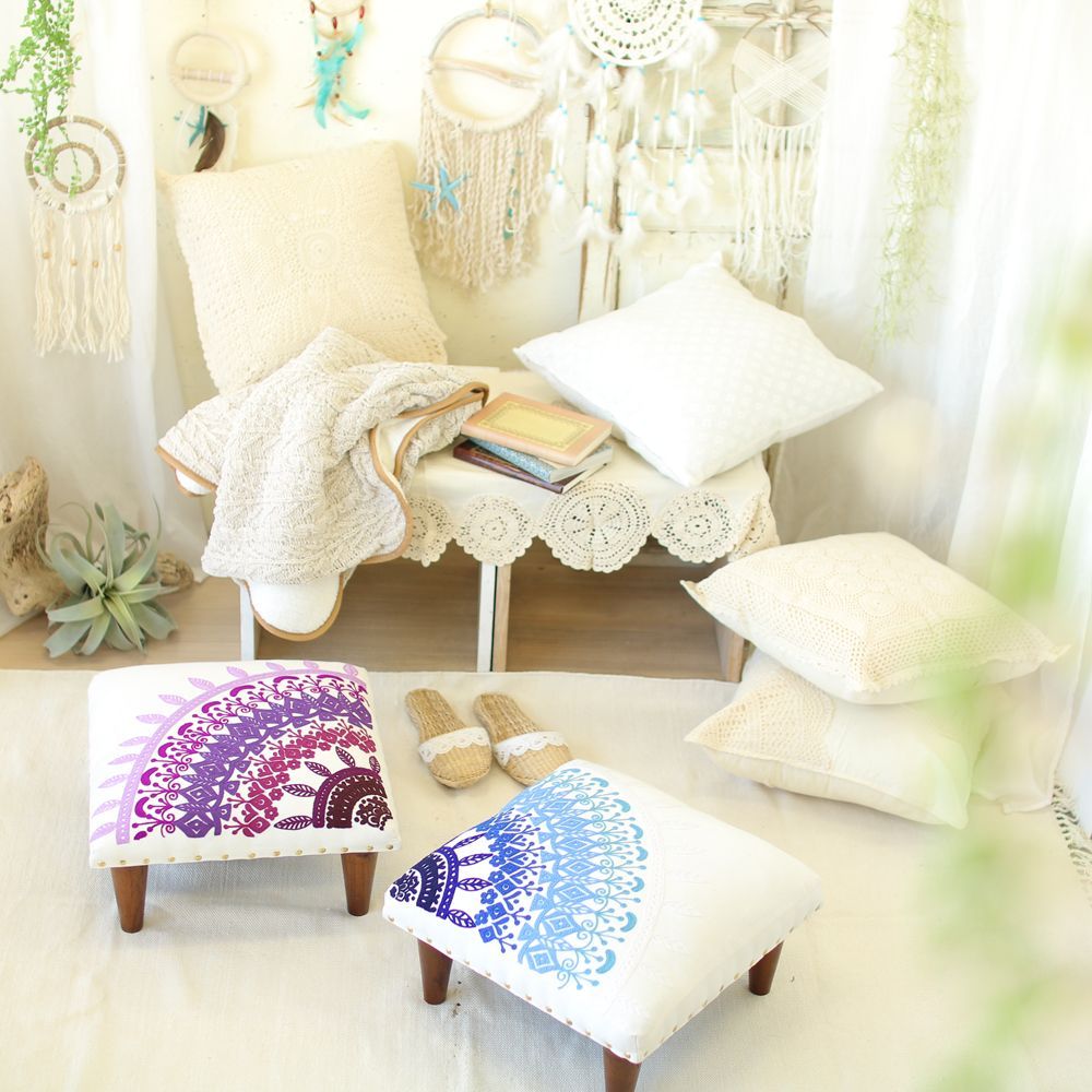 【オリエンタル調】木製 ロースツール 刺繍 アジアン エスニック 小物 オリエンタル調】木製 ロースツール 刺繍 アジアン エスニック 小物