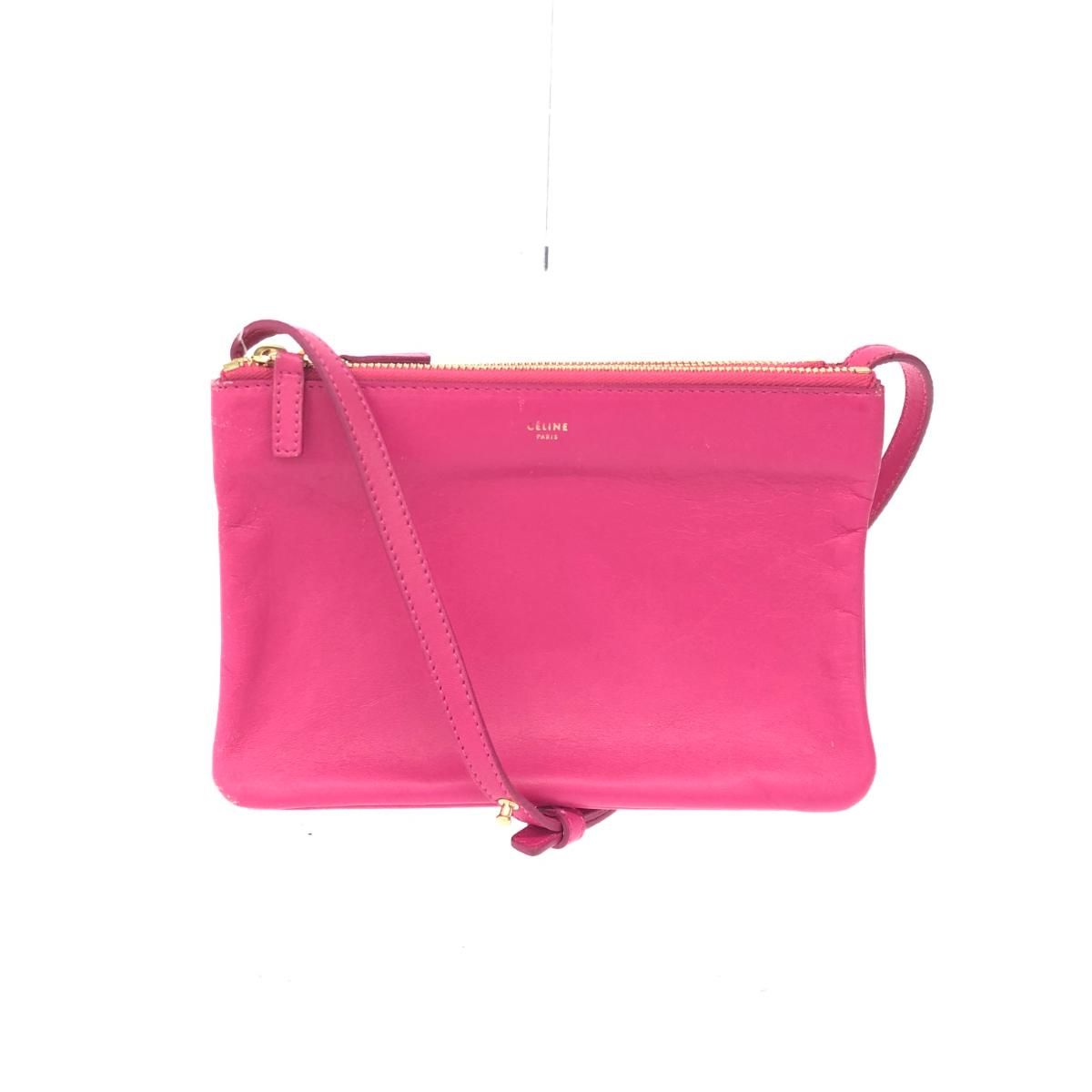 CELINE セリーヌ ショルダーバッグ トリオスモール レザー ピンク 