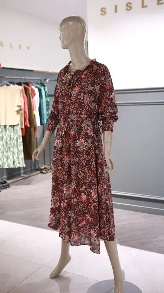 SISLEY シスレー フリル ロング丈ワンピース