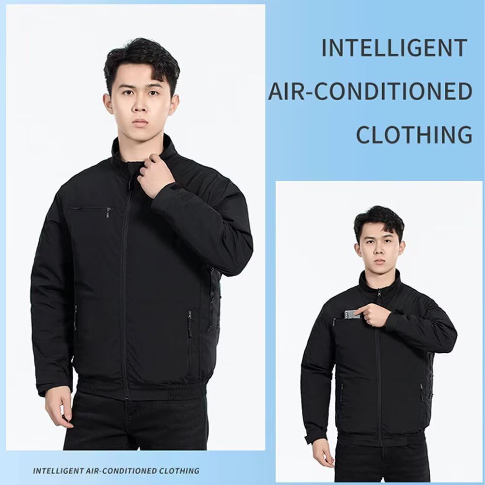 数量 Yucahype 50000mah大容量バッテリー付き ファン付き作業服 ファン4つ付き 4段階風量 大風量 長袖 空調作業服 サイズ調整 空調ウェア 作業服 ジャケット 空冷服 ワークウェア 熱中症対策 L|XL ブラック