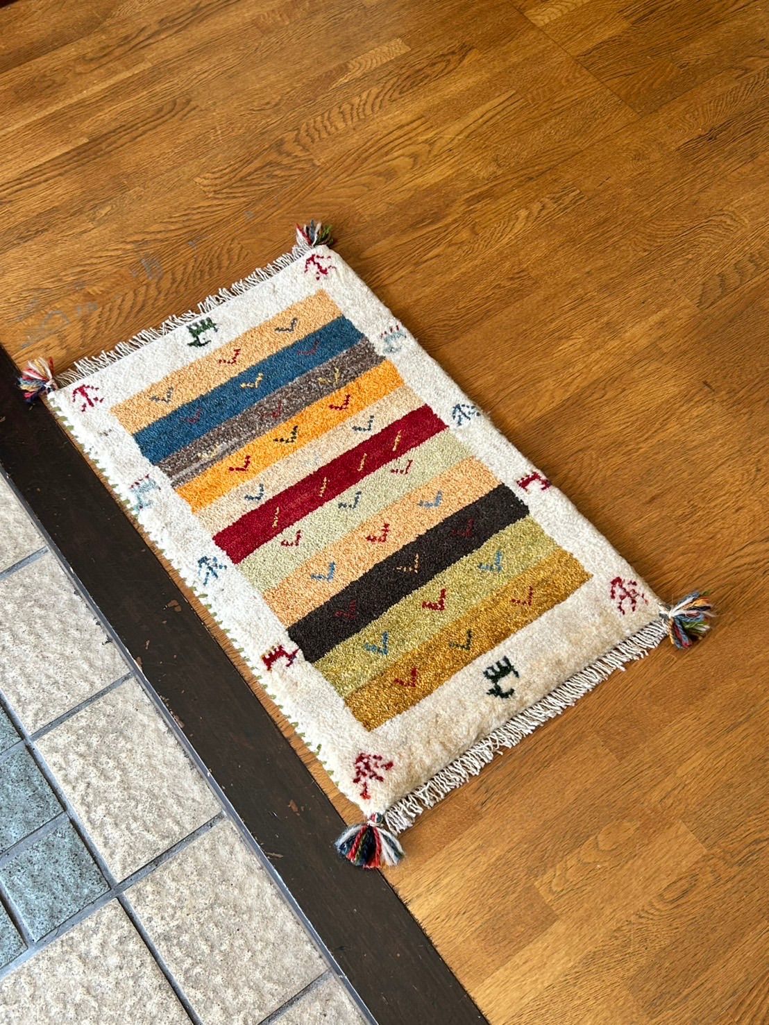 ギャッベ玄関マットアマレブランド本物イラン手織り絨毯直輸入サイズ41