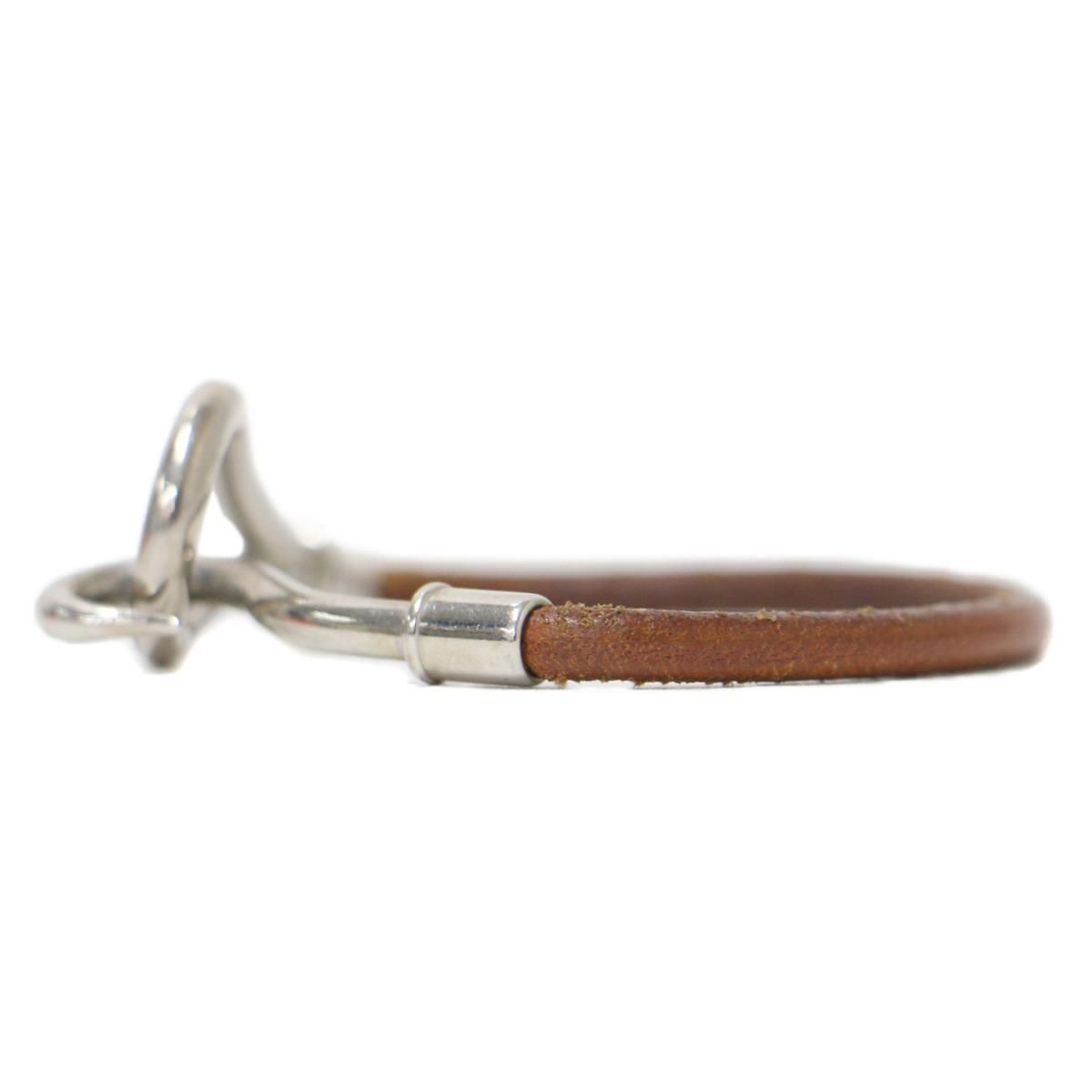 エルメス バングル　ブレスレット　シルバー金具　ブラウン　茶 エルメス Hermes ブレスレット バングル ジャンボ H シルバー