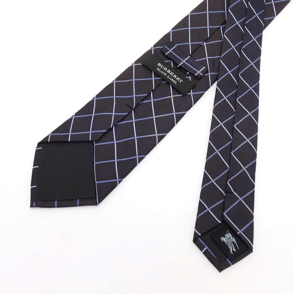 美品　バーバリーブラックレーベル シルクネクタイ ノバチェック ネイビー 紺 バーバリーブラックレーベル BURBERRY BLACK LABEL シルク