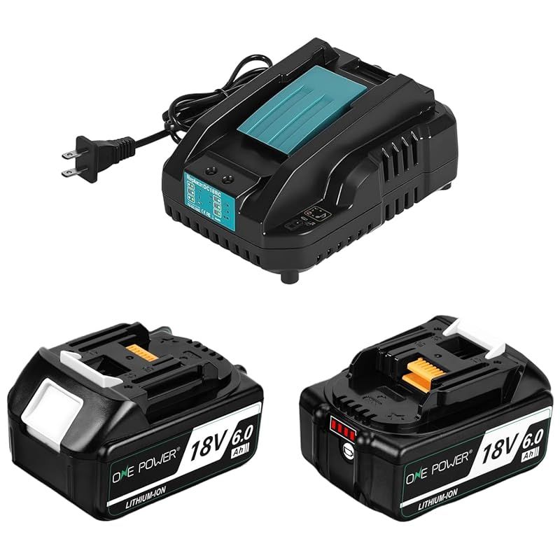 マキタ 18V バッテリー 充電器セット 6.0Ah BL1860B 互換 防火材料シェルと長寿命電池セル採用 BL1830 BL1840 BL1850 DC18RC DC18RF DC18RDなど互換 製造物責任保険付 PSE認証済品 二個バッテリー