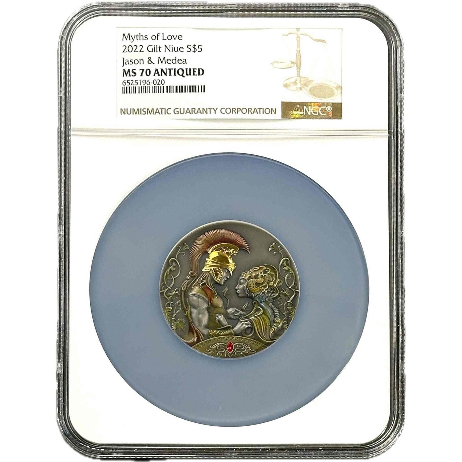 2 oz Medea and Jason Love Coin | Silver Swarovski UV Print