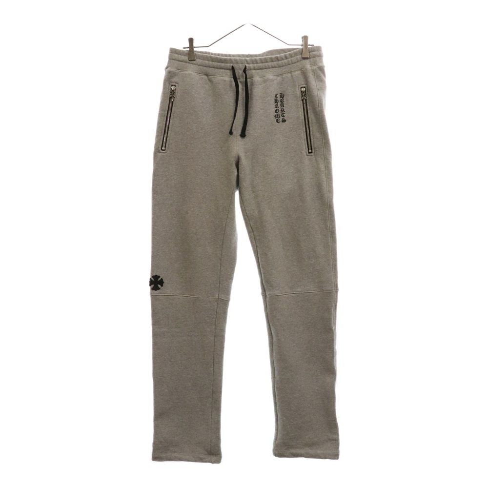 CHROME HEARTS (クロムハーツ) Y NOT ダガージップ スウェットパンツ グレー レザークロスパッチ付き