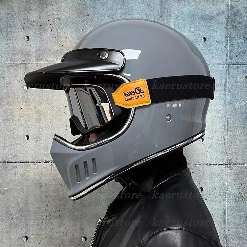 限定版レトロハーレー バイクヘルメット フルフェイスヘルメット 男女兼用 -ホワイト セキュリティ・セーフティ