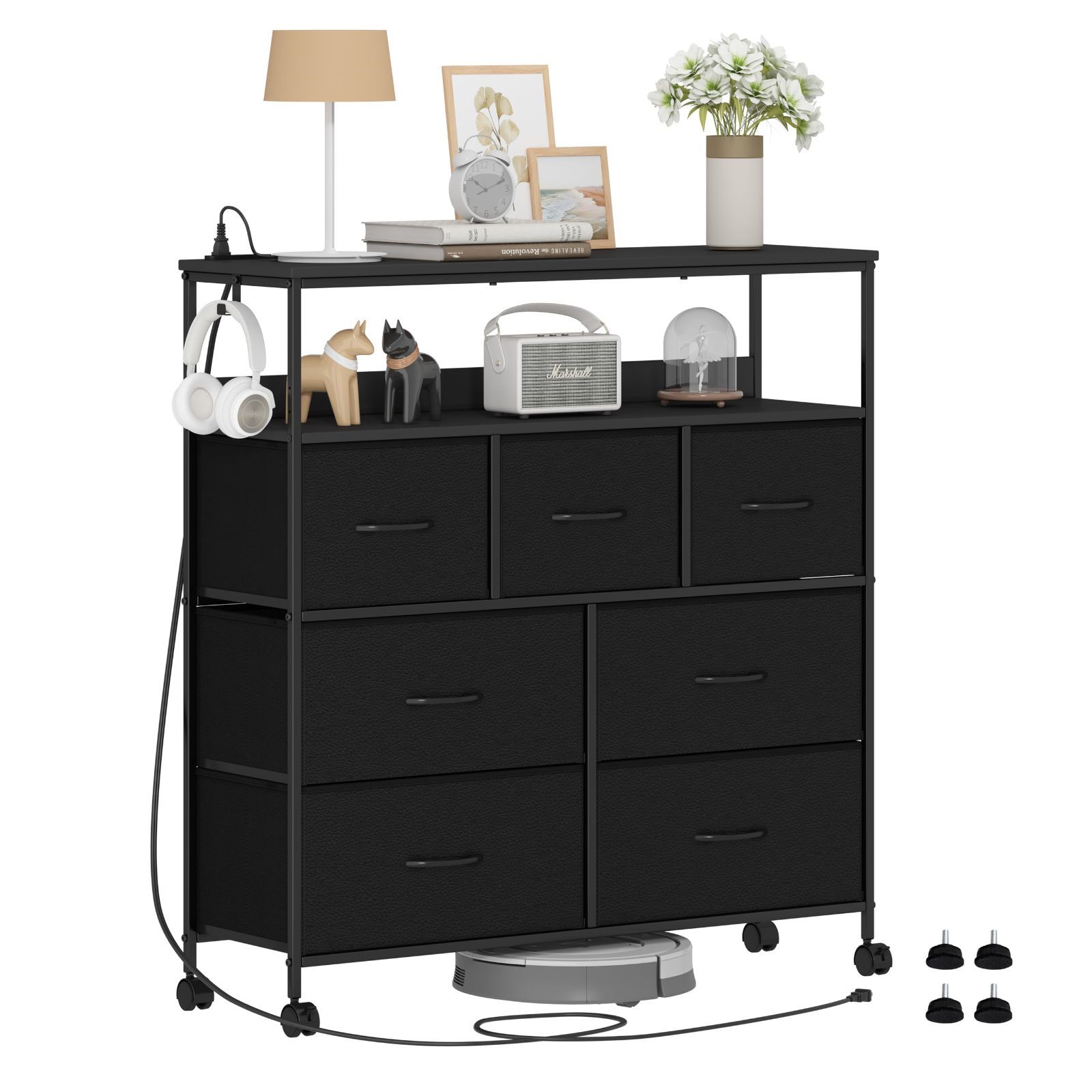 鏡面仕上げ 衣類収納スリムチェスト7段 収納タンス 幅30.5cm（553