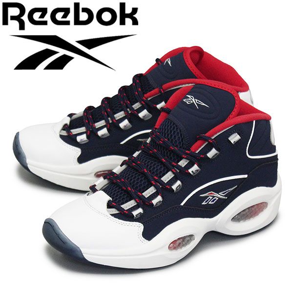 Reebok (リーボック) H01281 QUESTION MID クエスチョン ミッド シューズ ベクターネイビーxフットウェアホワイトx ...