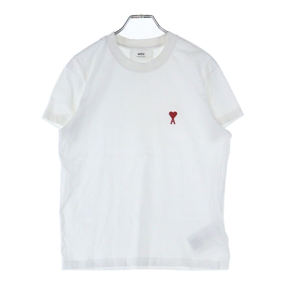 ami paris アミパリス AMI DE COEUR アミ ドゥクール ワンポイントロゴ刺繍 クルーネック 半袖Tシャツ カットソー ホワイト BFUTS001.724